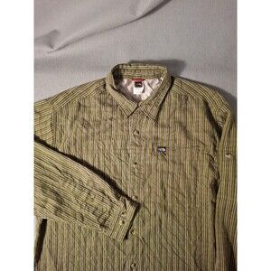 North Face Shirt Men's Large Green Button Up Lined Modal Hiking Outdoor Camping